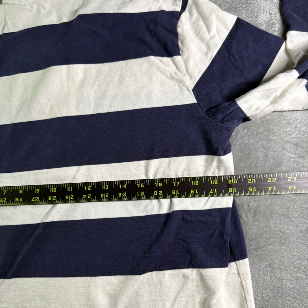 J.Crew Always Striped Long Sleeve Rugby Shirt Mens L Navy White - Picture 7 of 9